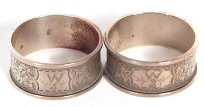 Lot 116 - Pair of Victorian silver serviette rings...