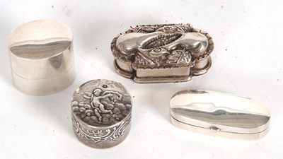 Lot 126 - Group of four white metal boxes, all marked...