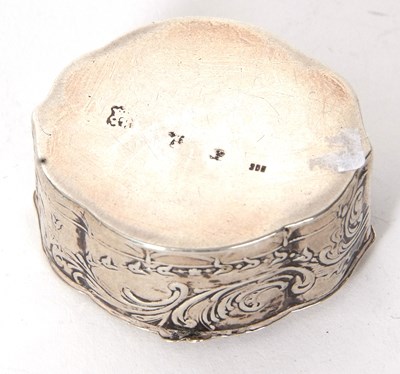Lot 112 - A white metal Dutch oval shaped box embossed...