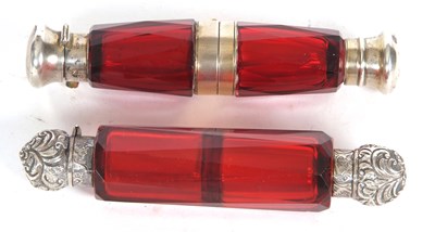 Lot 154 - A Victorian ruby glass binocular double ended...