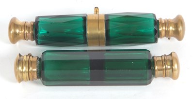 Lot 155 - A Victorian green faceted glass binocular...