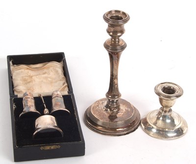 Lot 173 - Mixed Lot: A cased three piece condiment set,...