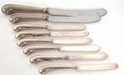 Lot 177 - Six silver pistol handled knives, hallmarked...