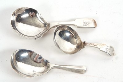 Lot 186 - A group of three silver caddy spoons, a small...