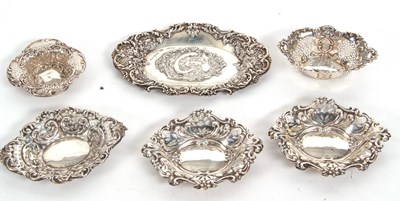 Lot 188 - Group of six silver dishes including a pair of...