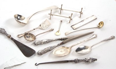 Lot 190 - Mixed Lot:  George III silver sauce ladle, a...