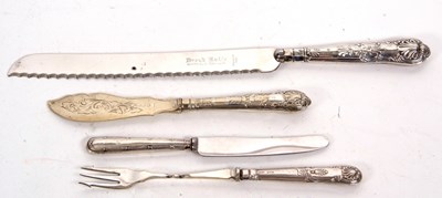 Lot 197 - Mixed Lot:  A silver Kings pattern handled...