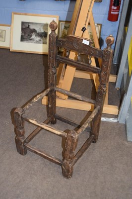 Lot 602 - Early 18th Century child's chair frame, the...