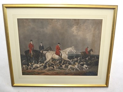 Lot 137 - A large 19th century fox hunting print of for...