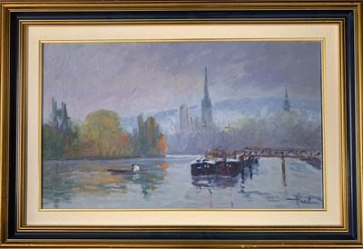 Lot 8 - Jacques Huet (French, b.1937) "Port de Rouen",...