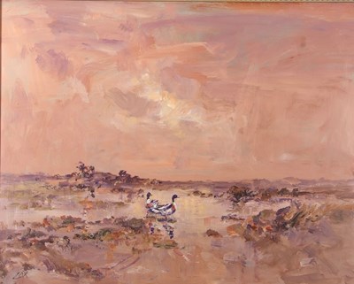 Lot 77 - Jack Cox (British,1914-2007) Ducks on Norfolk...