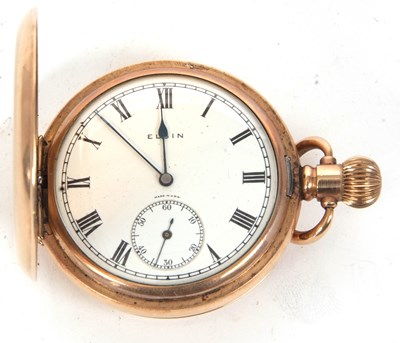 Lot 248 - A rolled gold Elgin Hunter pocket watch, the...