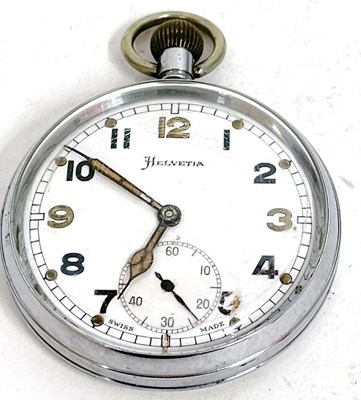 Lot 344 - A Helvita military pocket watch, the pocket...