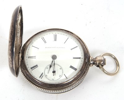 Lot 347 - A white metal pocket watch stamped coin in the...