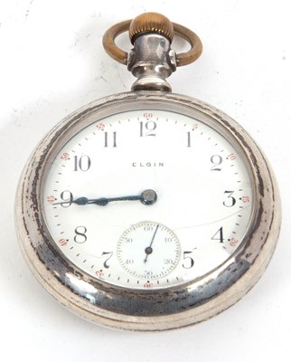 Lot 247 - A white metal Elgin pocket watch stamped...