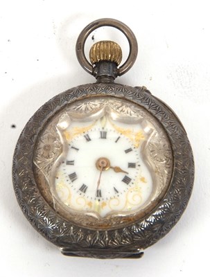 Lot 259 - A white metal lady's pocket watch, stamped in...
