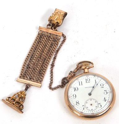 Lot 256 - A gold plated Waltham open faced pocket watch...