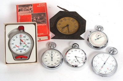 Lot 375 - Mixed lot of four stop watches, a pocket watch...