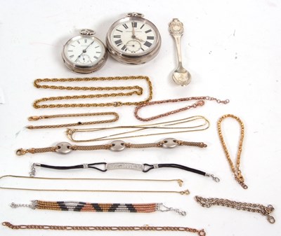 Lot 376 - Mixed Lot:  Two silver pocket watches, both of...