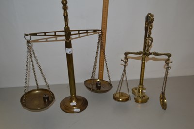 Lot 25 - Two pairs of brass beam scales