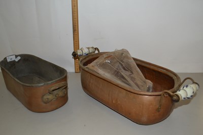 Lot 26 - Two oval copper planters and further wall bracket