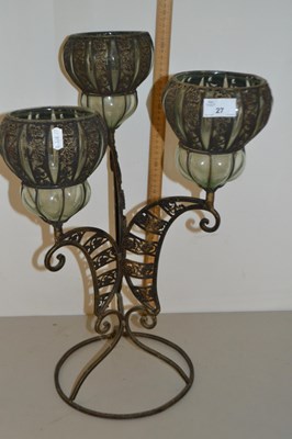 Lot 27 - Metal framed three branch candle holder...