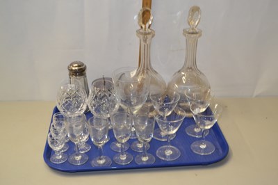 Lot 35 - A tray of various assorted drinking glasses,...