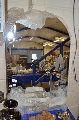 Lot 39 - An arched top frameless wall mirror decorated...