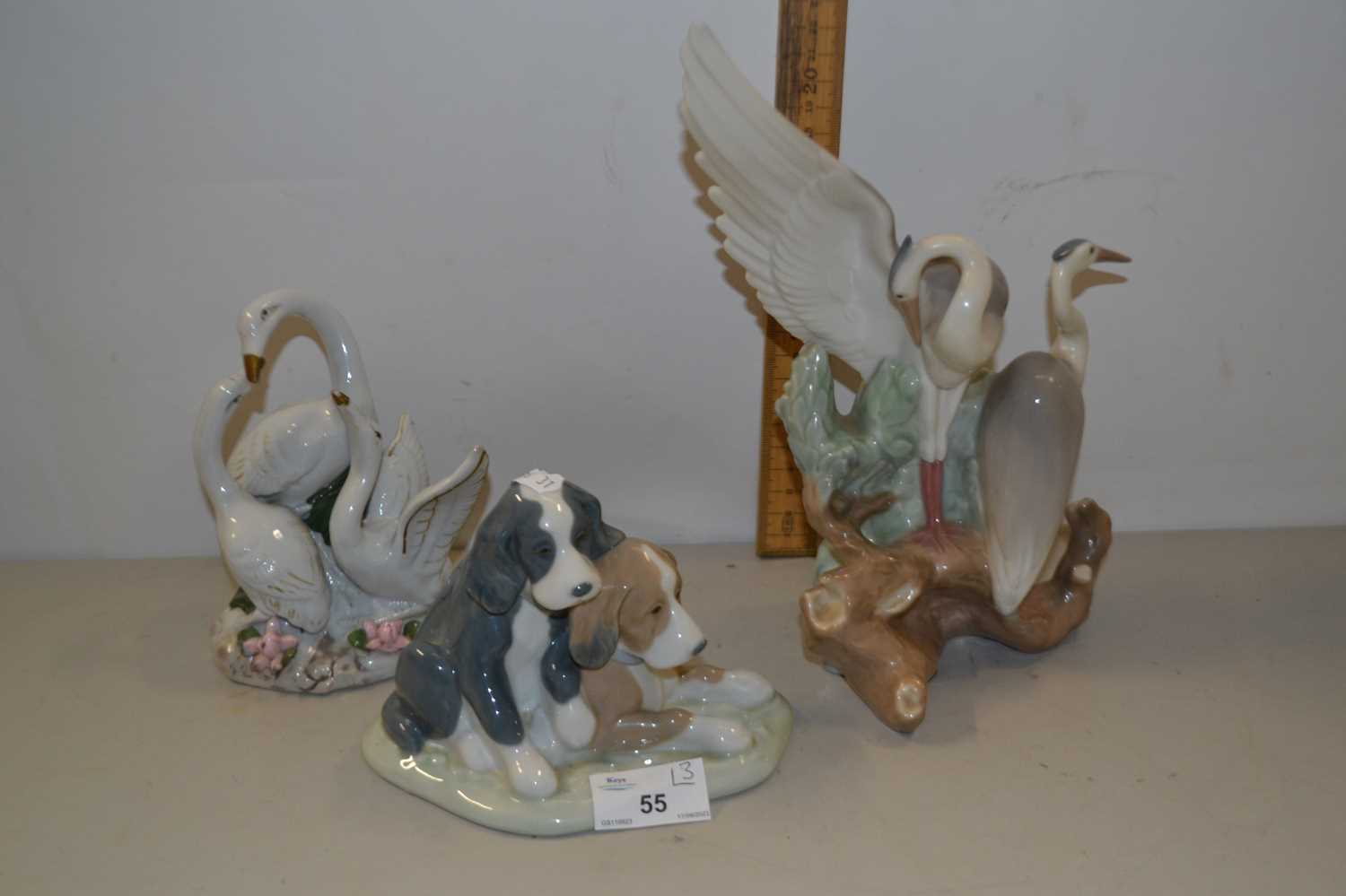 Lot 55 - Nao models of puppies and herons plus a...