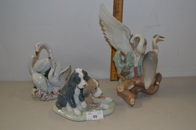 Lot 55 - Nao models of puppies and herons plus a...