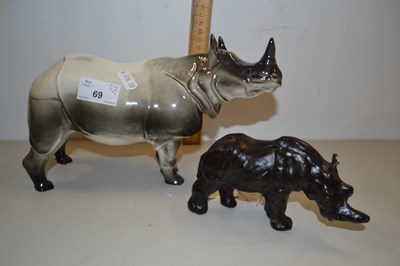 Lot 69 - Russian porcelain model of a Rhino plus one other