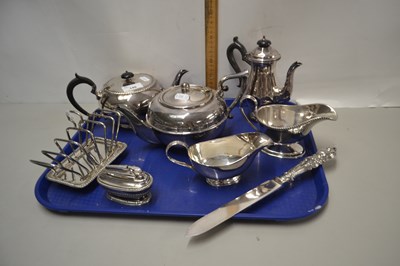 Lot 148 - Tray of various assorted silver plated tea...