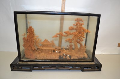 Lot 149 - Cased Chinese cork diorama, 55cm wide