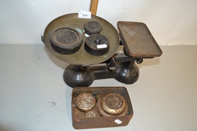 Lot 214 - Vintage kitchen scales and weights