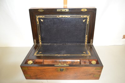 Lot 225 - 19th Century walnut writing box of hinged...