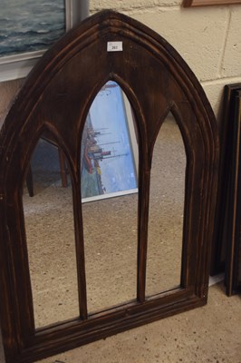 Lot 263 - Modern wall mirror set in an arched dark wood...