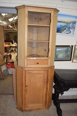 Lot 258 - Composite two piece pine corner cabinet, top...