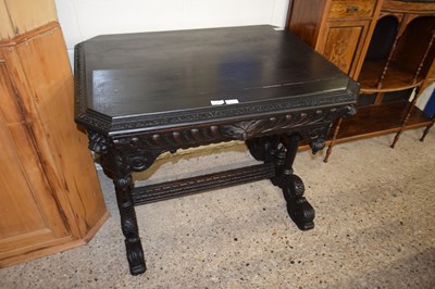 Lot 261 - Victorian ebonised oak gothic carved octagonal...