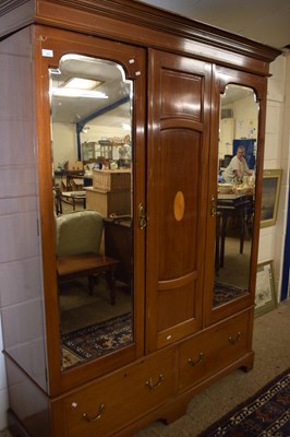 Lot 276 - Edwardian mahogany and inlaid wardrobe with...