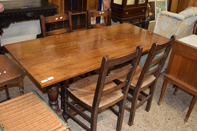 Lot 304 - 20th Century oak refectory dining table and...