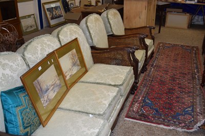 Lot 312 - Early 20th Century Bergere three seater sofa...