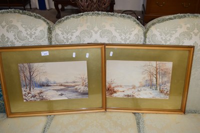 Lot 313 - T R Ellingham, two studies of winter scenes,...