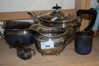 Lot 508 - Silver plated tea set together with cigarette...