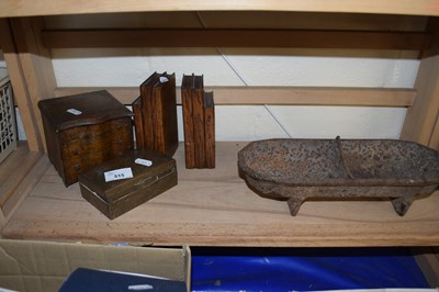 Lot 515 - Pair of carved wooden book ends together with...