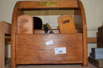 Lot 520 - Vintage wooden Kiwi shoe brush holder and...