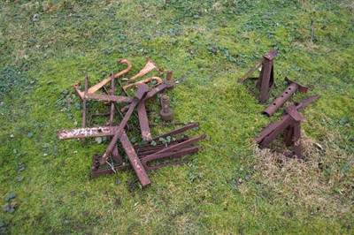 Lot 341 - Mixed lot of iron hinges and axle stands