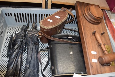 Lot 658 - Crate containing two cased sets of binoculars,...