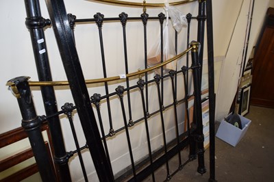 Lot 728 - Iron and brass bed frame, 125cm wide