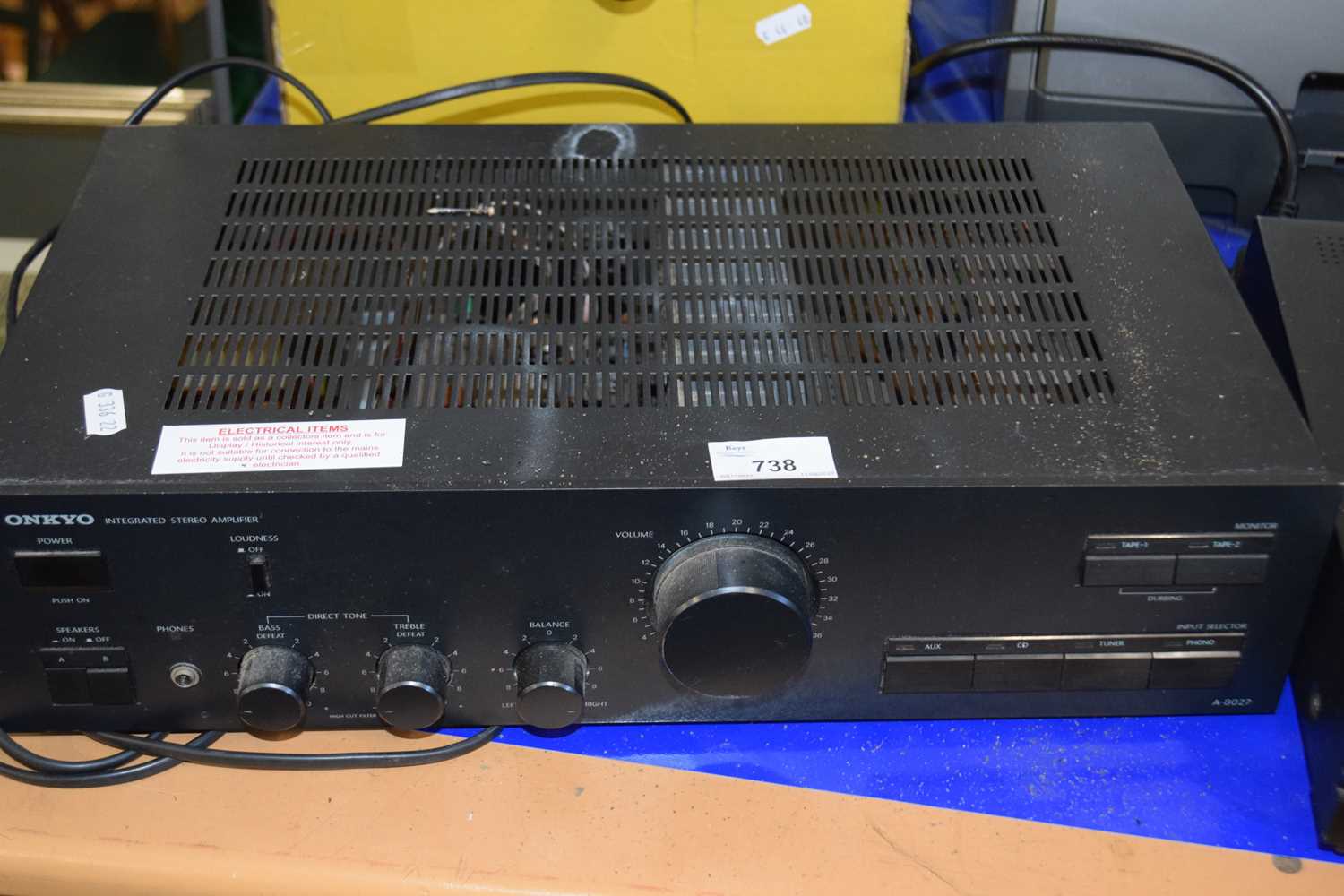 Lot 738 - An Onkyo integrated stereo amplifier