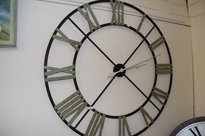 Lot 752 - Large modern wall clock of skeleton form,...